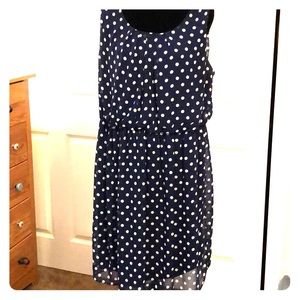 Navy blue and white polka dot dress